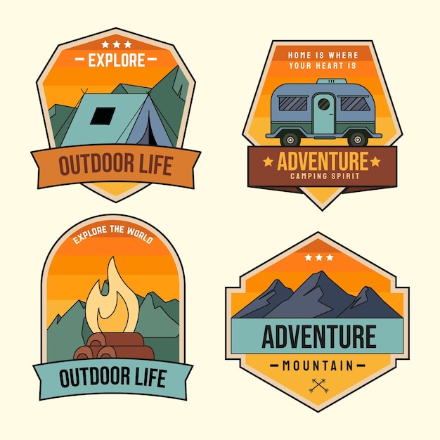 Hand drawn adventure badges template