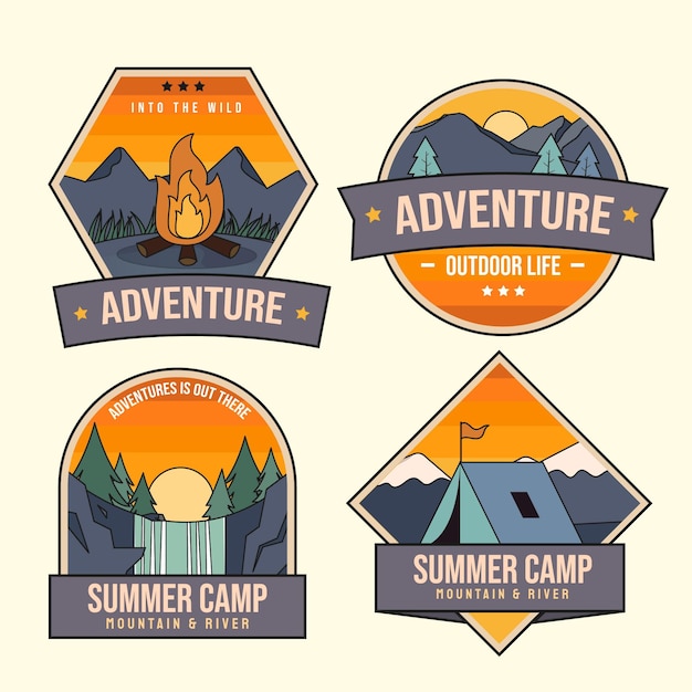 Hand drawn adventure badges