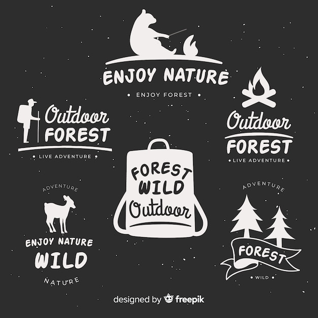 Hand drawn adventure logo collection