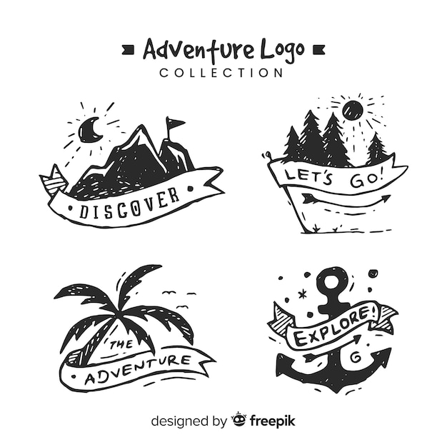 Hand drawn adventure logo collection