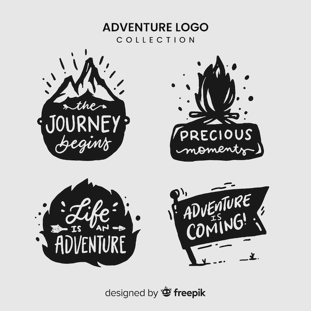 Vector hand drawn adventure logo collection