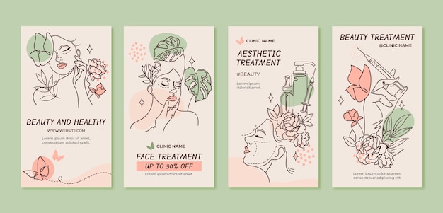 Hand drawn aesthetic medicine template design