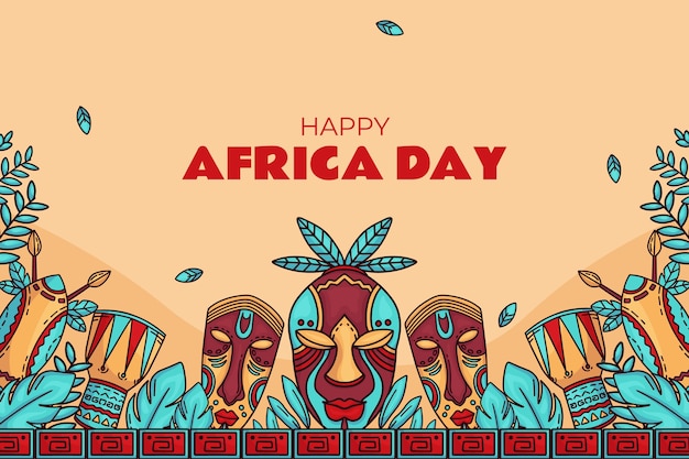 Hand drawn africa day background