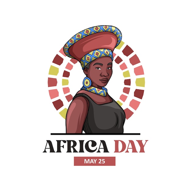 Hand drawn african woman for africa day