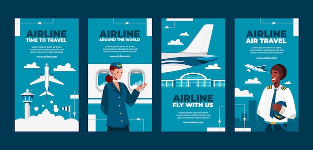 Hand drawn airline company instagram stories