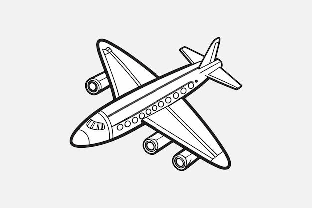 Vector hand drawn airplane outline illustration vector silhouette