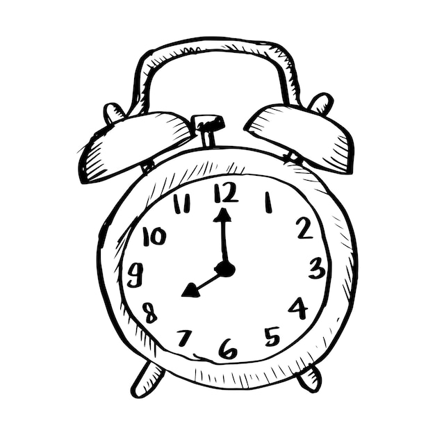 Vector hand drawn alarm clock icon vector illustration of an alarm clock