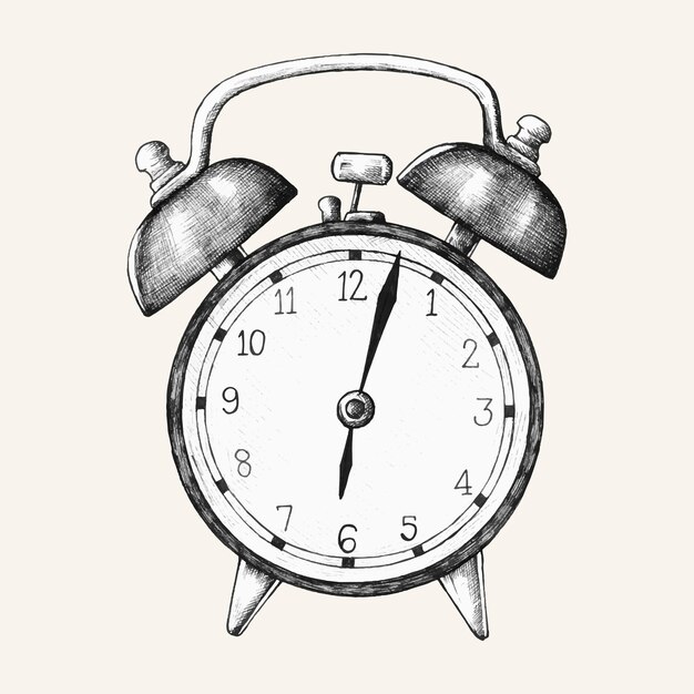 Vector hand-drawn alarm clock illustration