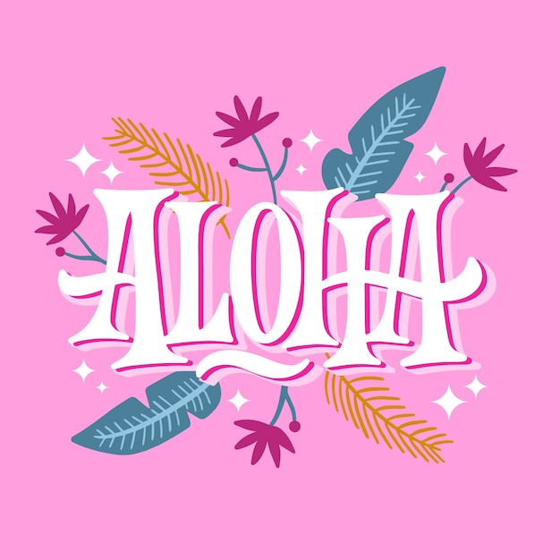 Hand drawn aloha text illustration