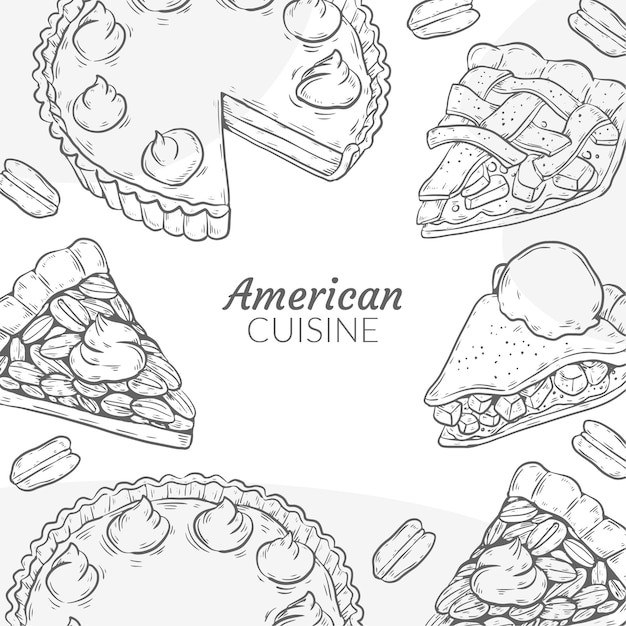 Hand drawn american cuisine illustration