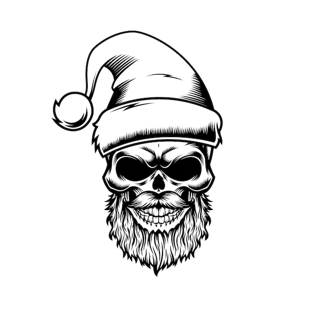 Hand drawn angry skull of Santa Claus