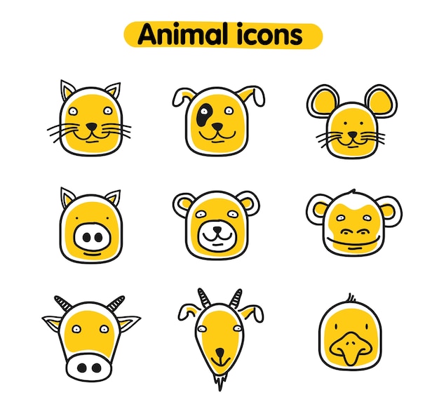 Hand drawn animal illustration - vector icons