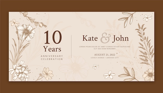 Hand drawn anniversary template design