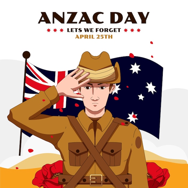 Hand drawn anzac day illustration