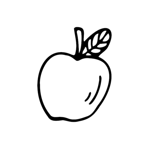 Hand drawn apple on a white isolated background