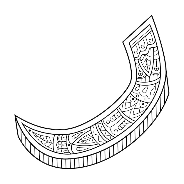 Hand drawn of Arabic font Ro in zentangle style