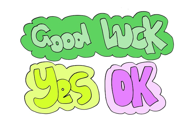 Hand drawn arrows borders set with handwritten text good luck yes ok Vector icon