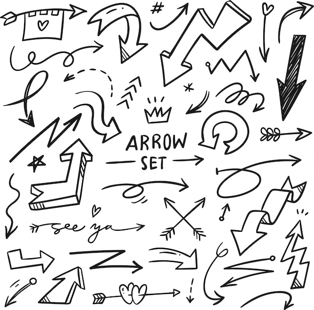 Hand drawn arrows set