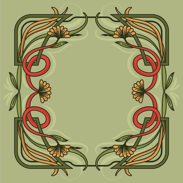 Vector hand drawn art nouveau frame design