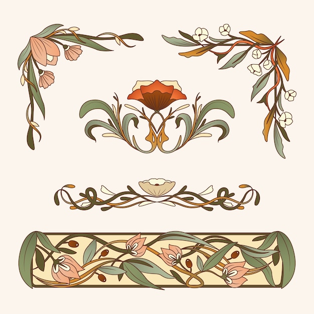 Hand drawn art nouveau frame design