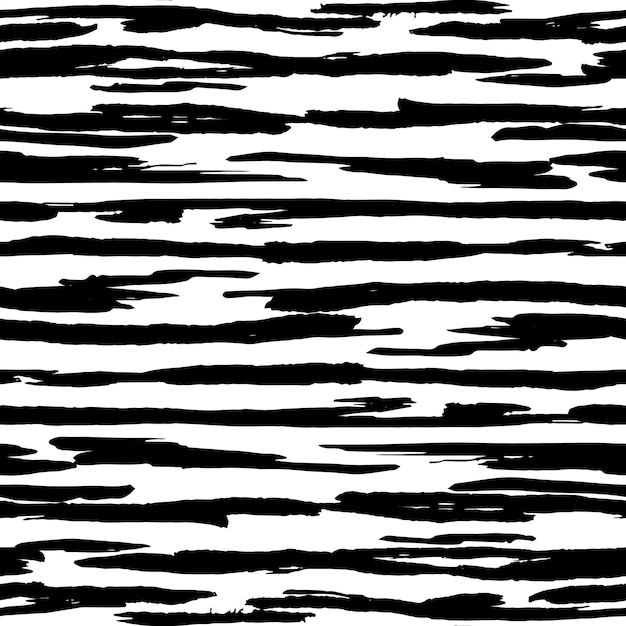 Hand drawn artistic brush stripes seamless pattern. Black ink stripe backdrop. Vector illustration