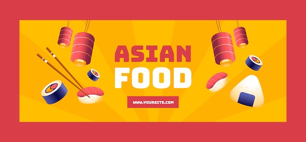 Hand drawn asian food restaurant social media cover template