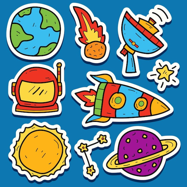 hand drawn astronaut cartoon doodle kawaii sticker