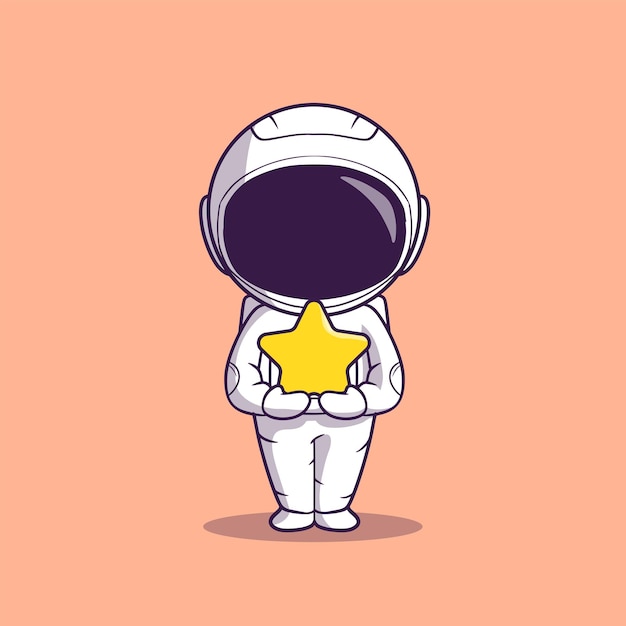 Hand drawn astronaut cute illustration bring star