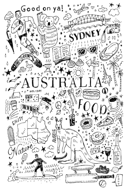 Hand drawn Australia seamless pattern