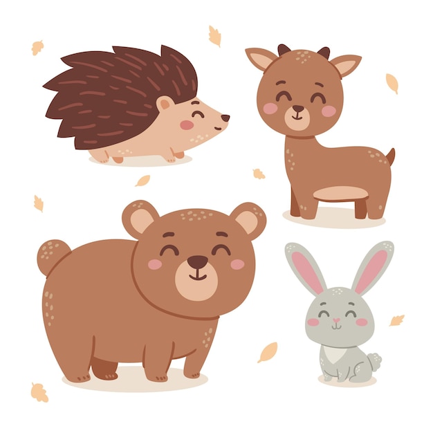 Hand drawn autumn animals collection