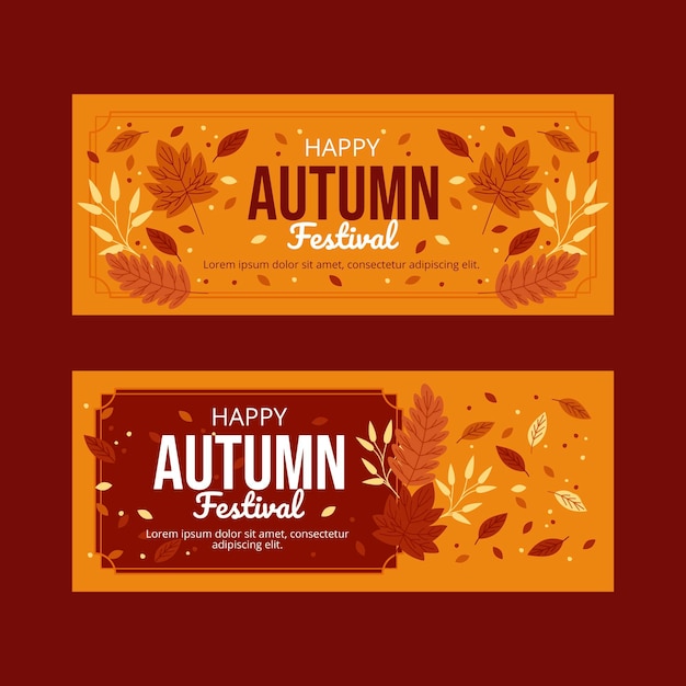 Hand drawn autumn banners set