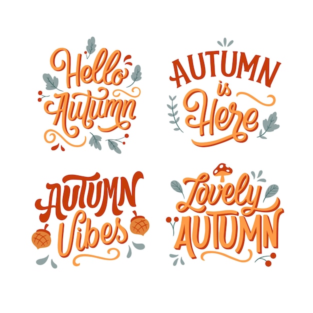 Hand drawn autumn celebration lettering collection