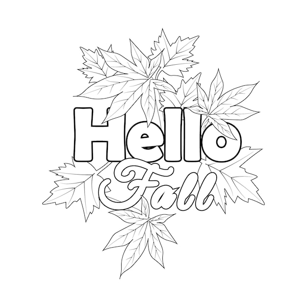 Hand drawn autumn falling leaf coloring page  engraved ink art vector sketch isolate image clip art