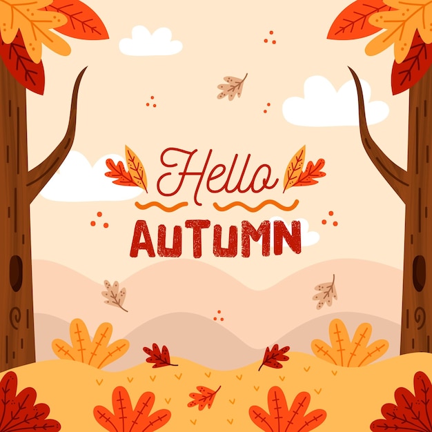 Hand drawn autumn leaves background