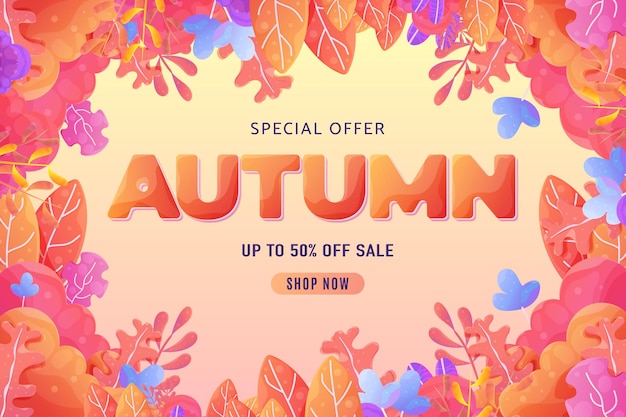 Hand drawn autumn sale background