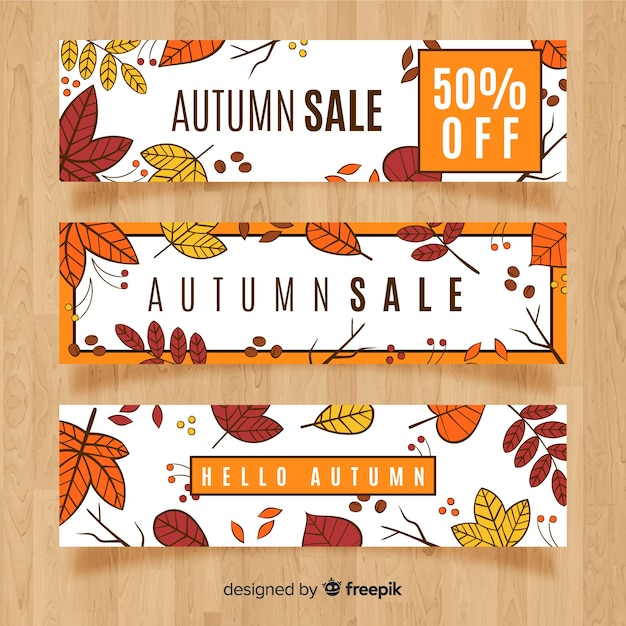 Vector hand drawn autumn sales banner