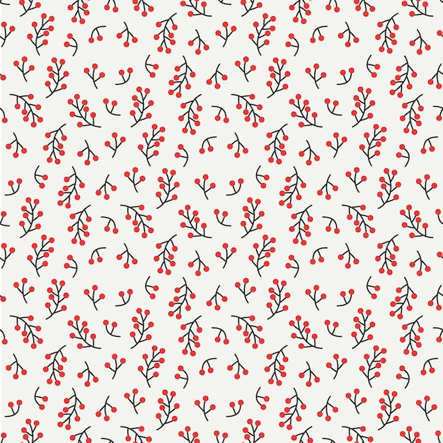 Hand drawn autumn seamless pattern made of berries. 