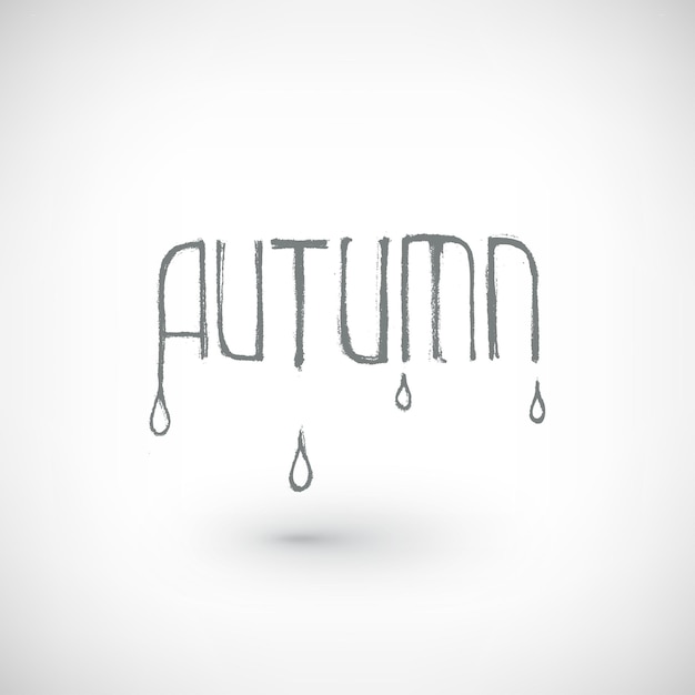 Hand drawn autumn word with drops