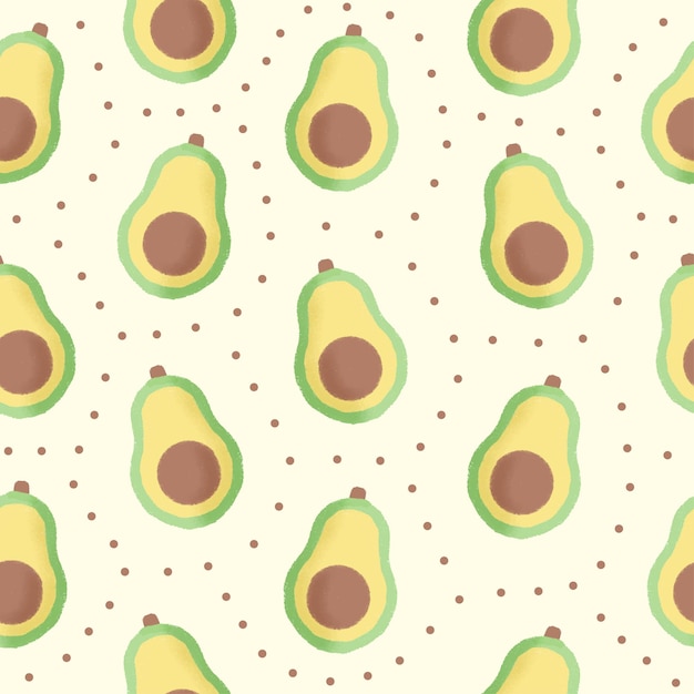 hand drawn avocado seamless pattern