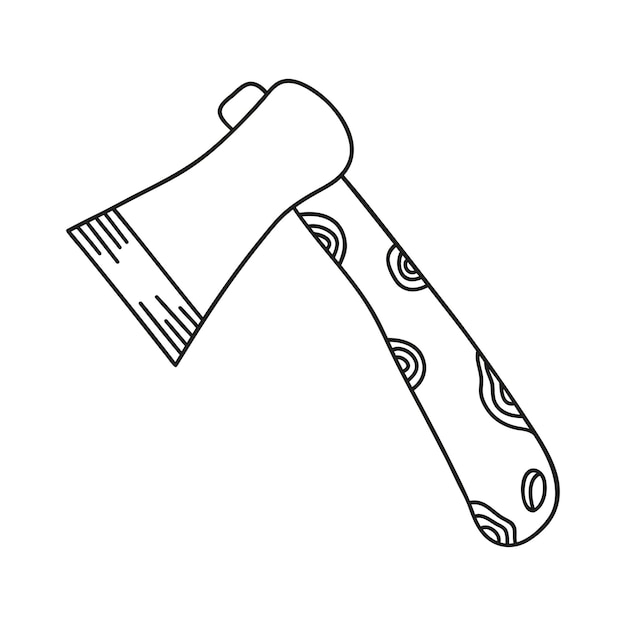 Hand drawn axe on a white isolated background Camping elements travel items