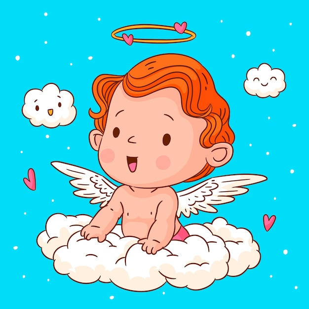 Hand drawn baby angel drawing illustration