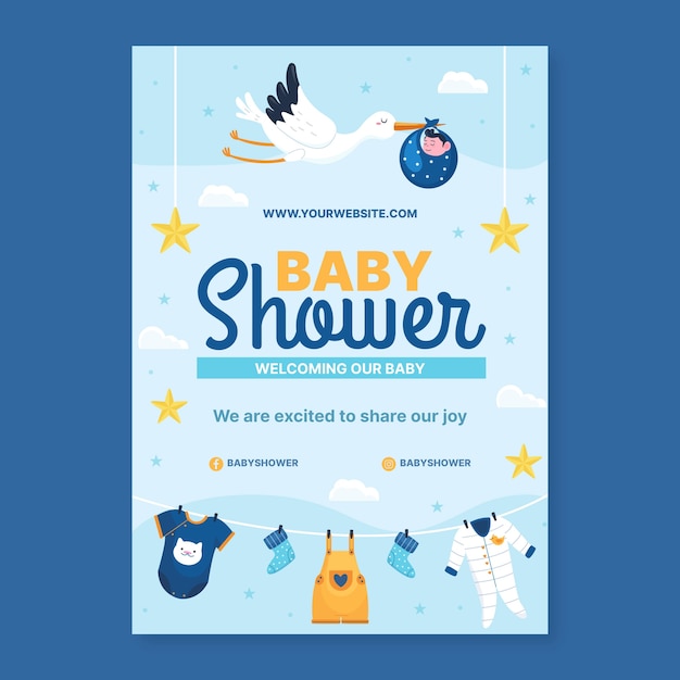 Vector hand drawn baby shower design template