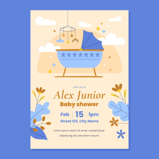 Hand drawn baby shower poster template