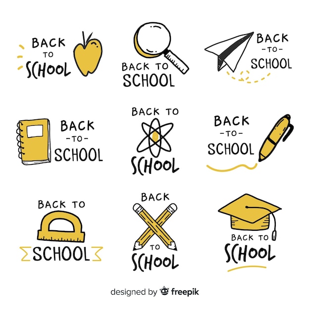 Hand drawn back to school badge collection