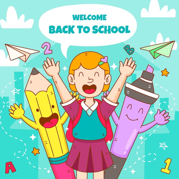 Hand drawn back to school illustration