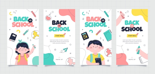 Hand drawn back to school instagram stories collection