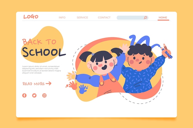 Hand drawn back to school landing page template