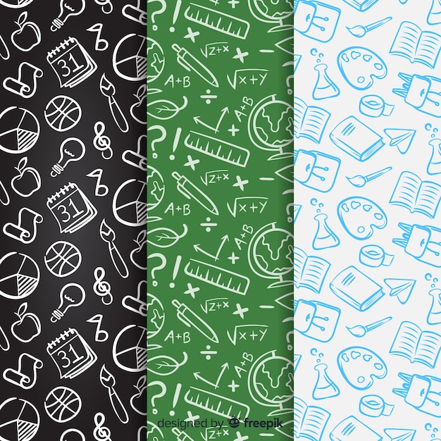 Hand drawn back to school pattern collection