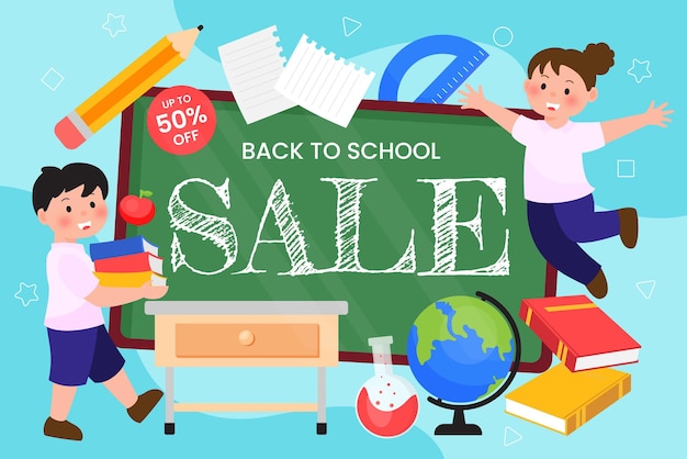 Hand drawn back to school sale background