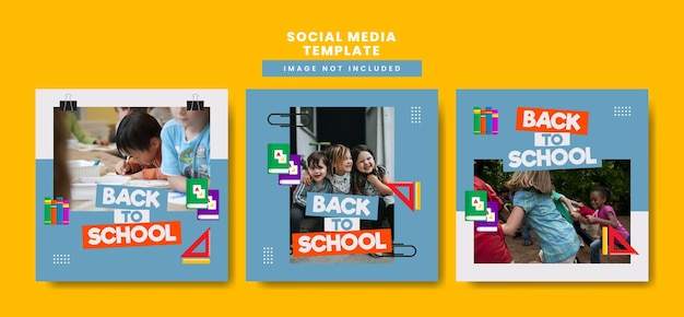 Hand drawn back to school social media post template collection